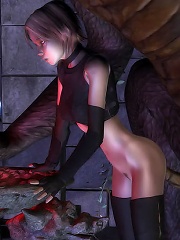 Perverted Elven Priestess is drilled by 3D Demons wang
